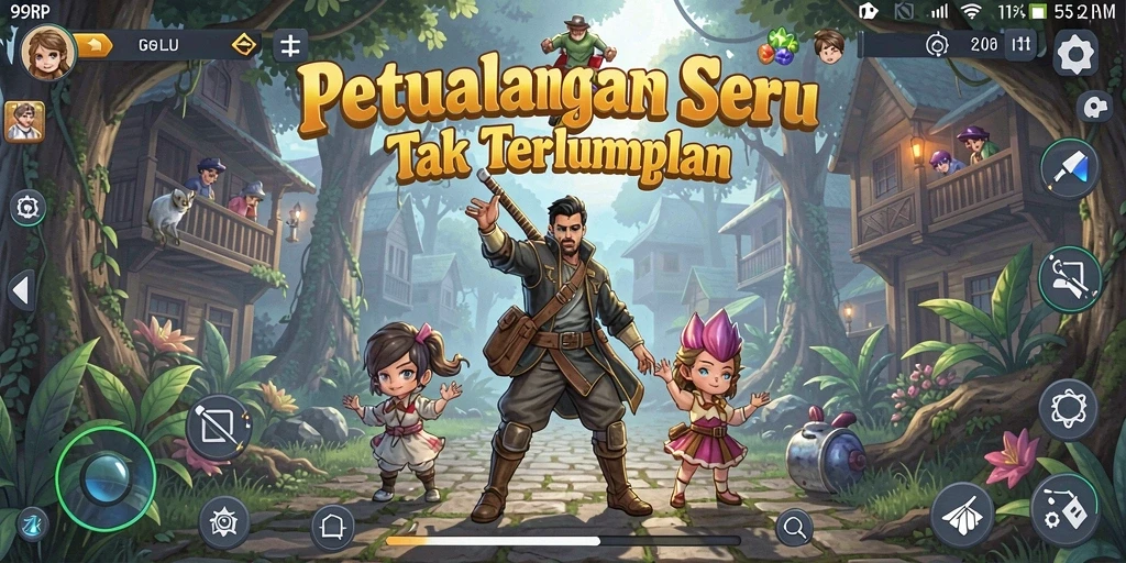 Screenshot utama 99RP menampilkan aksi petualangan yang mendebarkan.