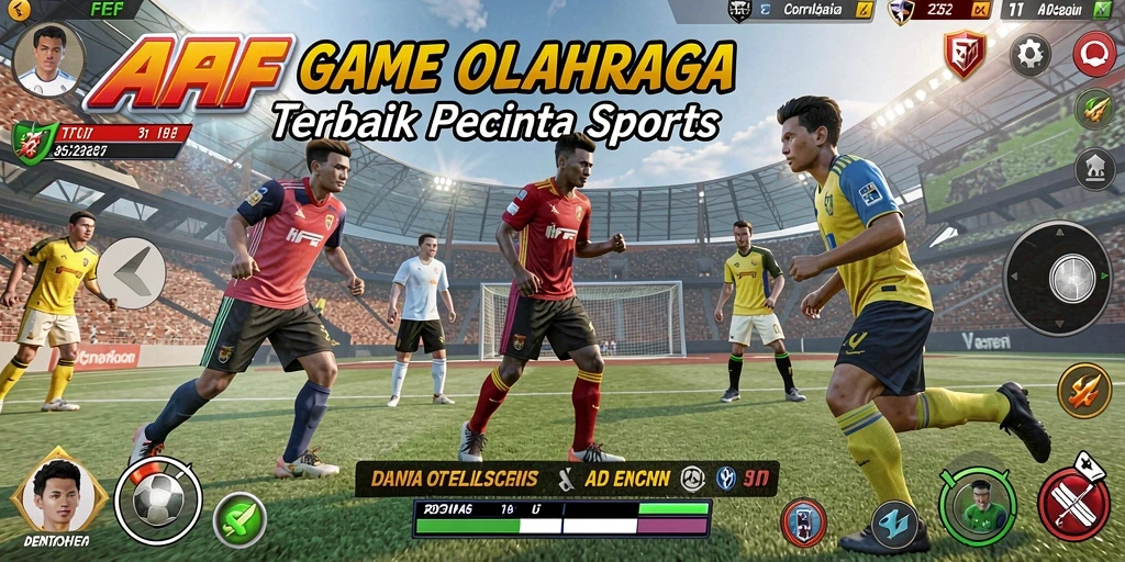Screenshot utama AFAF menampilkan aksi seru dalam permainan olahraga.
