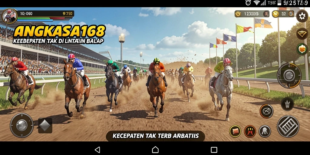 Screenshot utama ANGKASA168 menampilkan aksi balap yang mendebarkan.