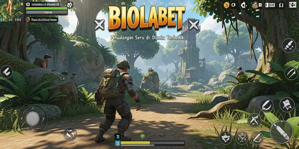 Tangkapan layar BIOLABET menunjukkan petualangan seru di dunia terbuka.