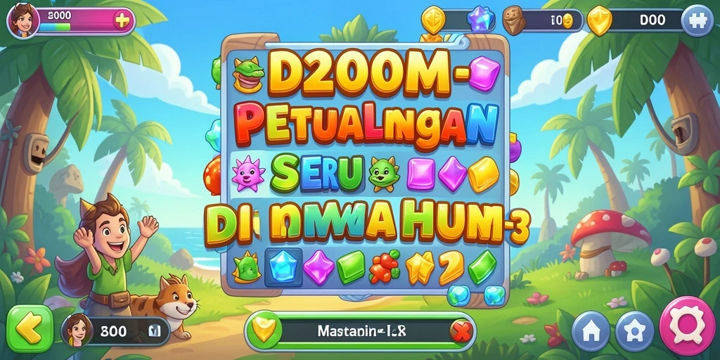 Screenshot gameplay D200M yang menunjukkan kombinasi warna-warni.