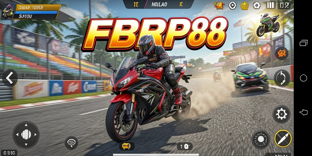 Tampilan gameplay balapan motor yang mendebarkan di FBRP88.