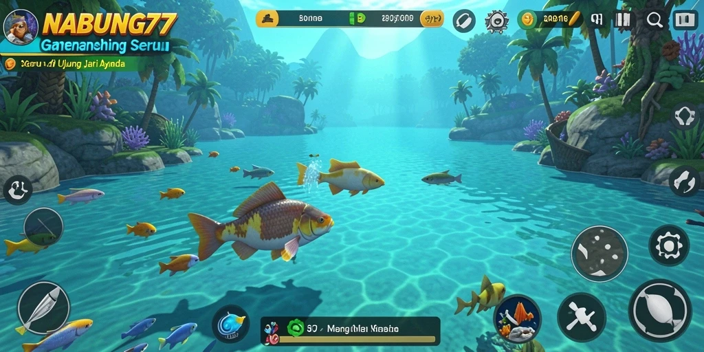 Tampilan gameplay memancing yang menakjubkan dalam NABUNG77.