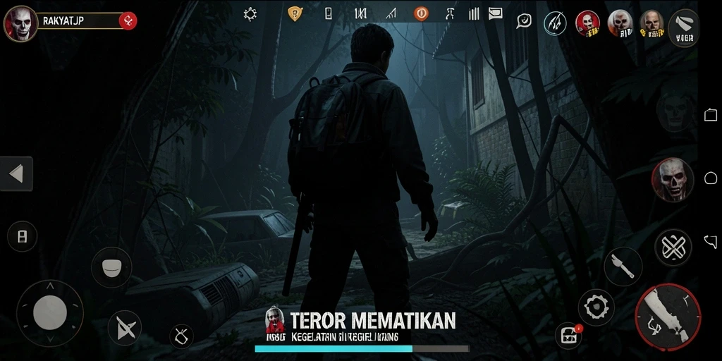 Tampilan gameplay RAKYATJP yang menegangkan dan menyeramkan.
