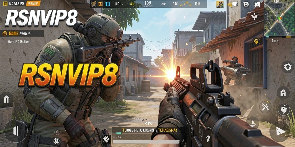 Screenshot gameplay RSNVIP8 menampilkan aksi menegangkan di medan perang.