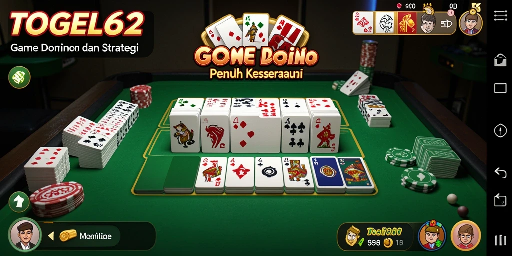 Screenshot gameplay TOGEL62 menampilkan momen menegangkan saat bermain Domino.
