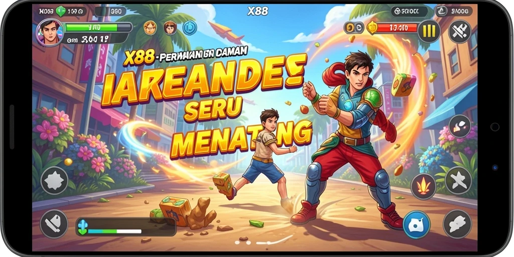 Tangkapan layar utama X88 menunjukkan gameplay yang menarik dan penuh aksi dalam genre Arcade.